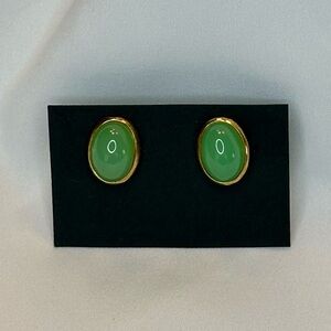 14k Jade Cabochon Earrings